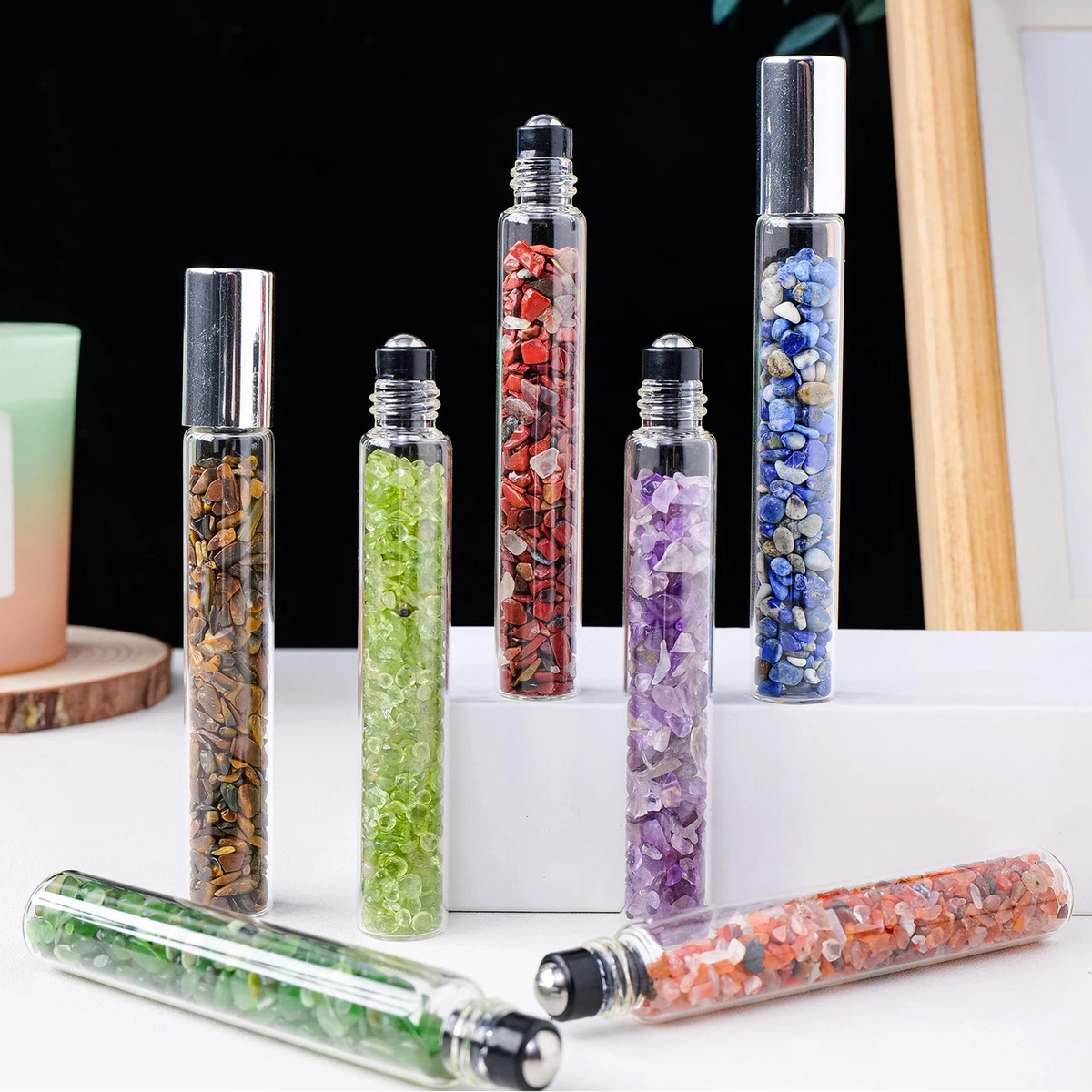 Natural crystal crushed stone perfume and essential oil bottle