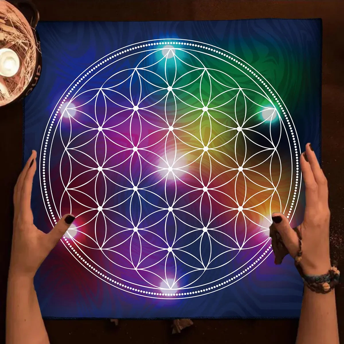 002 - Mandala & Flower of Life Divination Altar Cloth & Decor