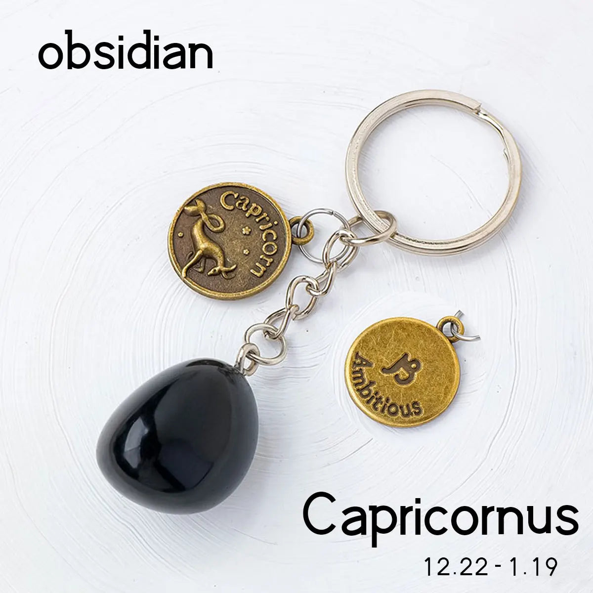 014 - Natural Crystal Zodiac Keychain