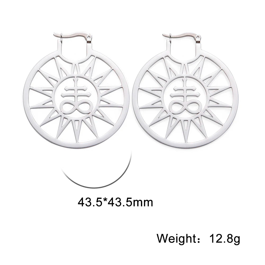 011 - Gothic Pentagram Hoop Style Earrings