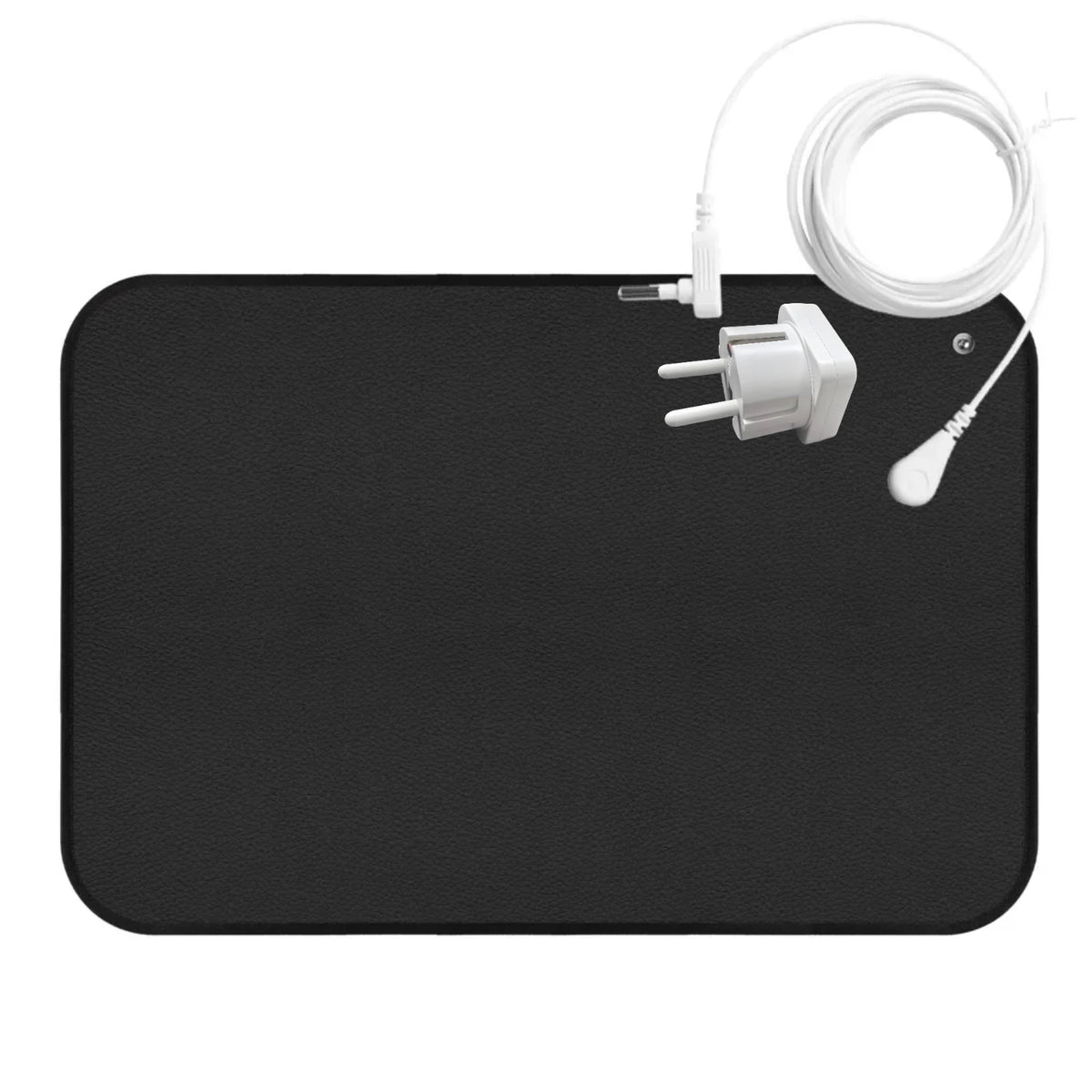 Conductive grounding mat with non-slip backing and grounding cord