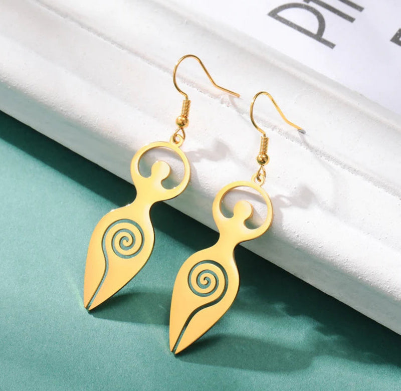 011 - Triple Moon Goddess Dangle Earrings