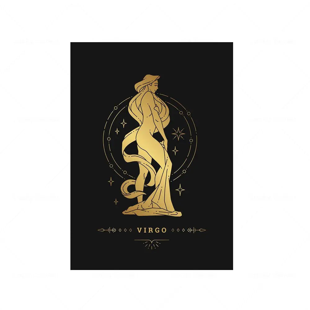 012 - Retro 12 Zodiac Canvas Print Wall Art