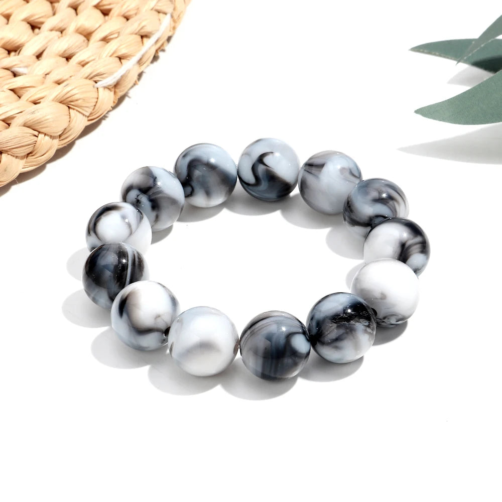 011 - Marbled Acrylic Beaded Strand Bracelet