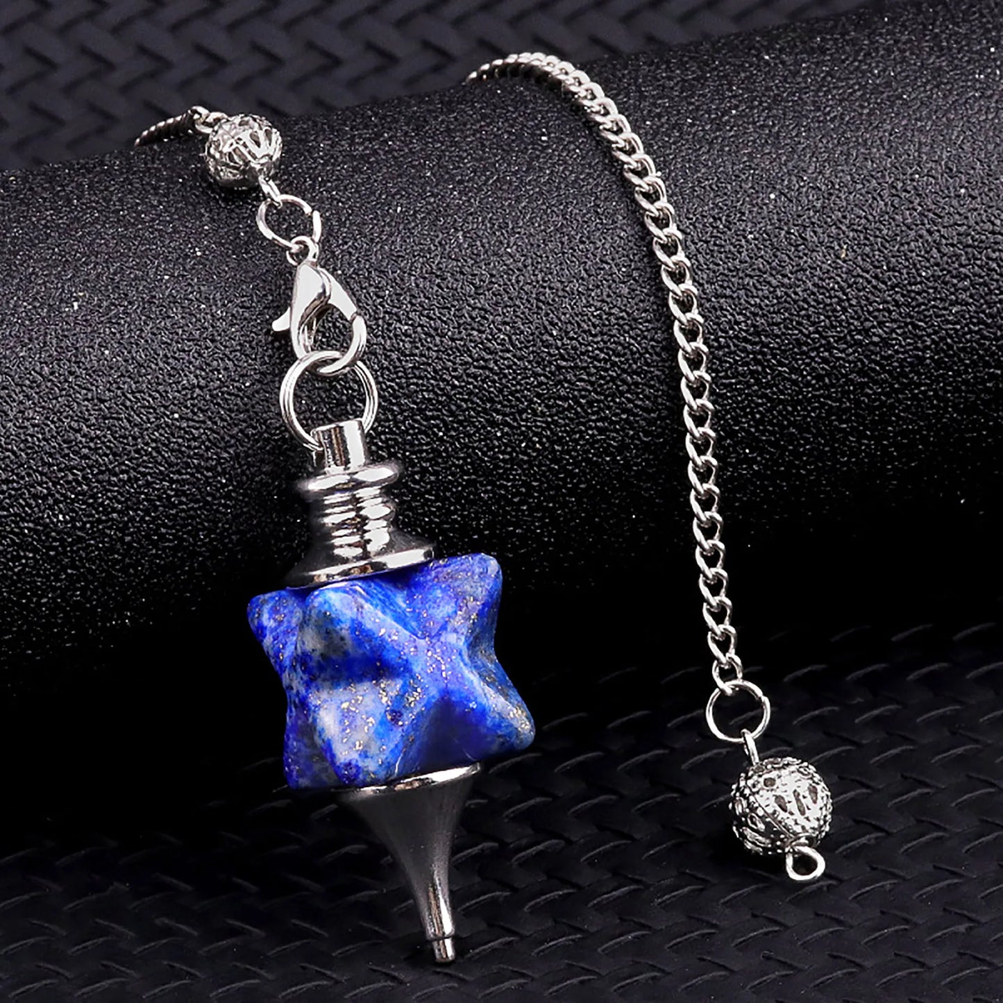002 - Natural Stone Quartz Merkaba Star Pendulum