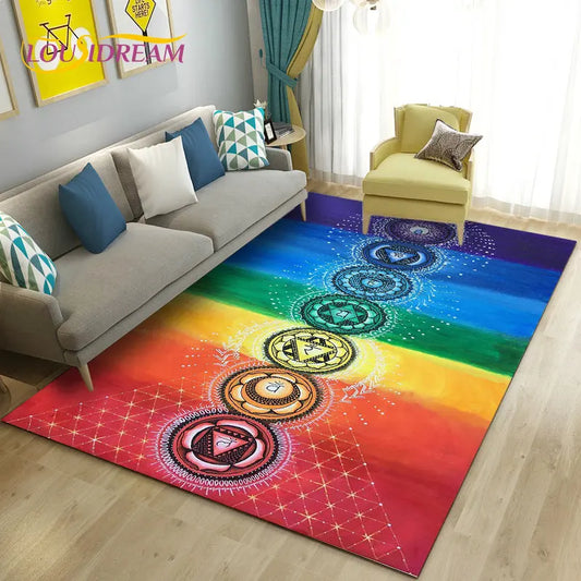 012 - 7 Chakras Yoga Meditation Non-Slip Area Mat