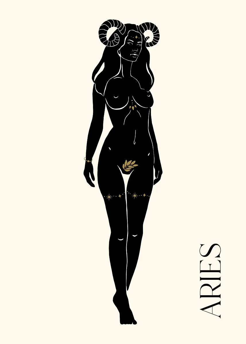 009 - Minimalist Vintage Lady Zodiac Canvas Print Wall Art