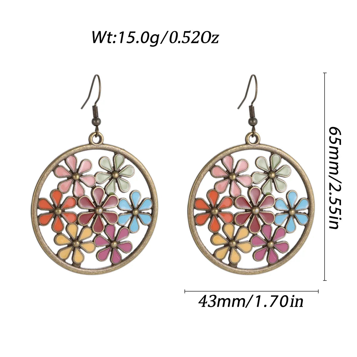 011 - Vintage Bohemian Flowers Water & Oil Drop Earrings