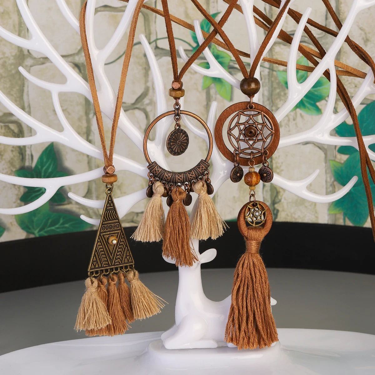 011 - 3pc Bohemian Vintage Tassel Necklace Set