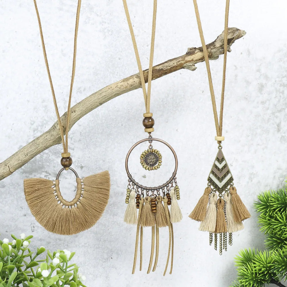 011 - 3pc Bohemian Vintage Tassel Necklace Set
