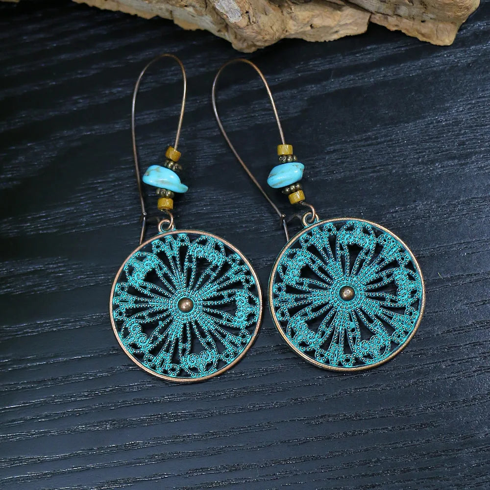 011 - Retro Bohemian Dangle Charm Earrings