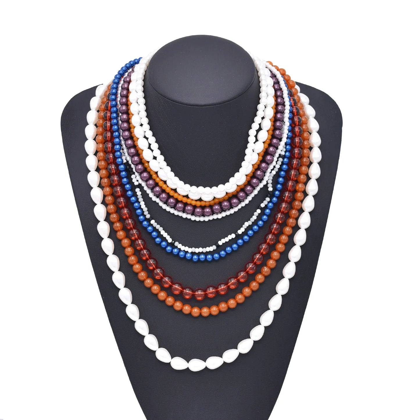 011 - Natural Garnet Multi-Layered Beaded Necklace