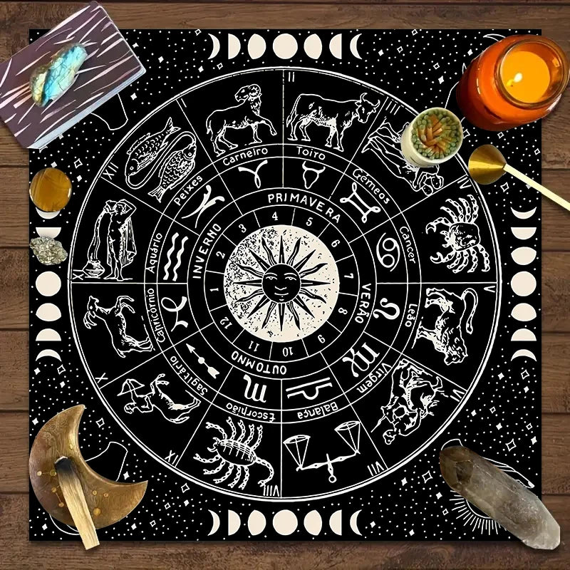 Twelve constellations tarot astrology altar cloth