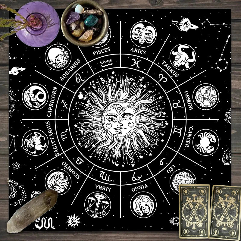 Twelve constellations tarot astrology altar cloth