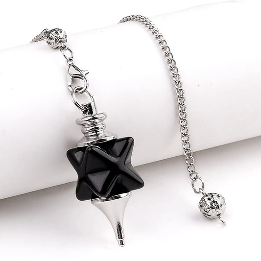 002 - Natural Stone Quartz Merkaba Star Pendulum