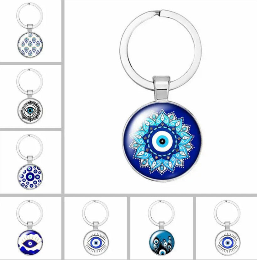 014 - Glass Turkish Evil Eye Keychain