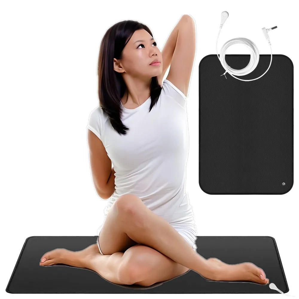 Conductive grounding mat with non-slip backing and grounding cord