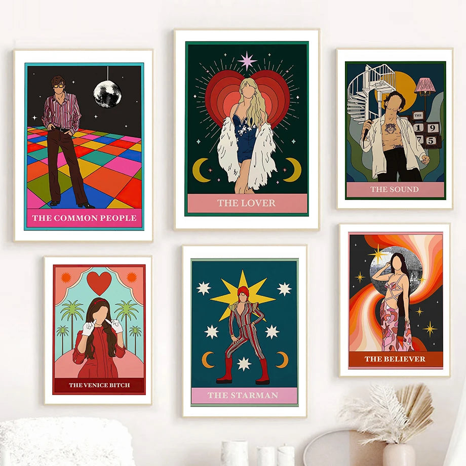 009 - Retro Band Tarot Canvas Print Wall Art