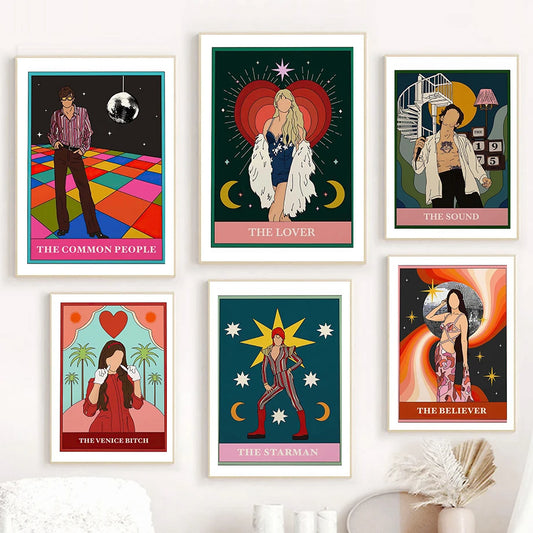 009 - Retro Band Tarot Canvas Print Wall Art