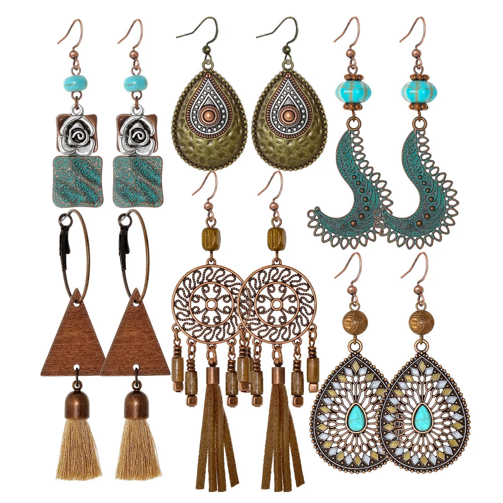 011 - Vintage Bohemian Dangle Charm Earrings