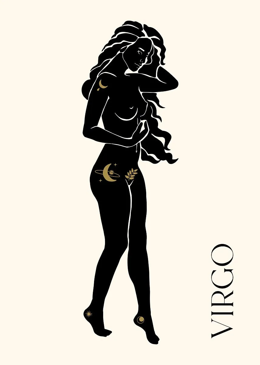 009 - Minimalist Vintage Lady Zodiac Canvas Print Wall Art