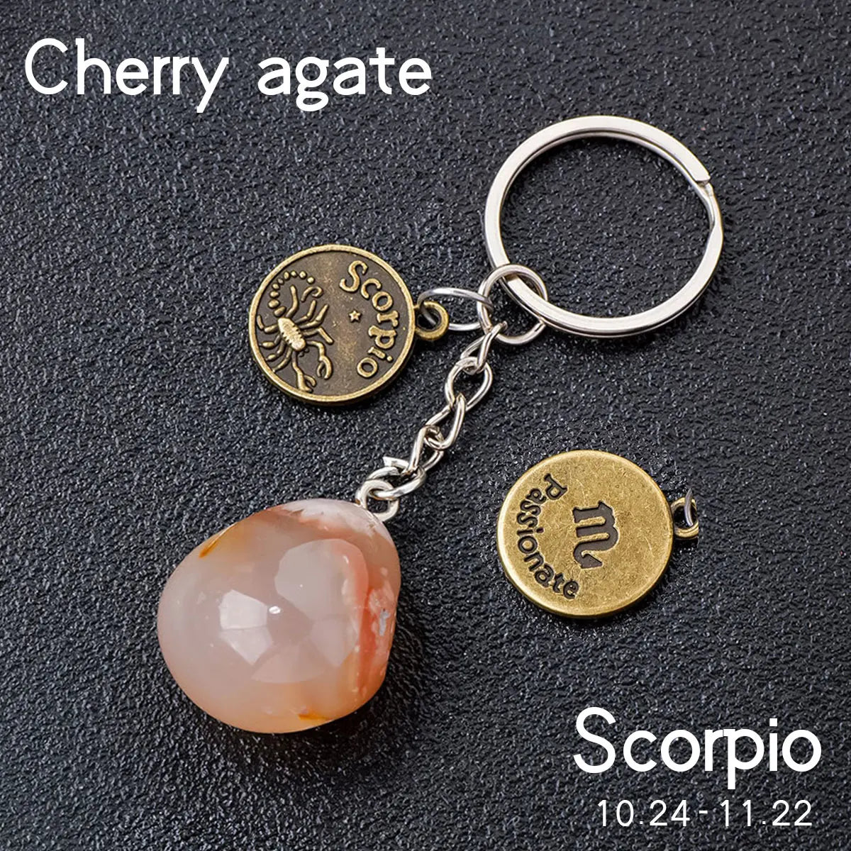 014 - Natural Crystal Zodiac Keychain