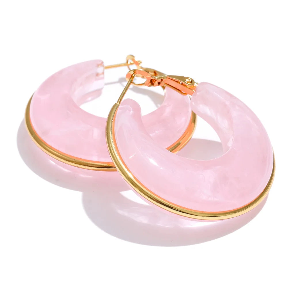 011 - Chunky Trendy Gold-Plated Hoop Earrings