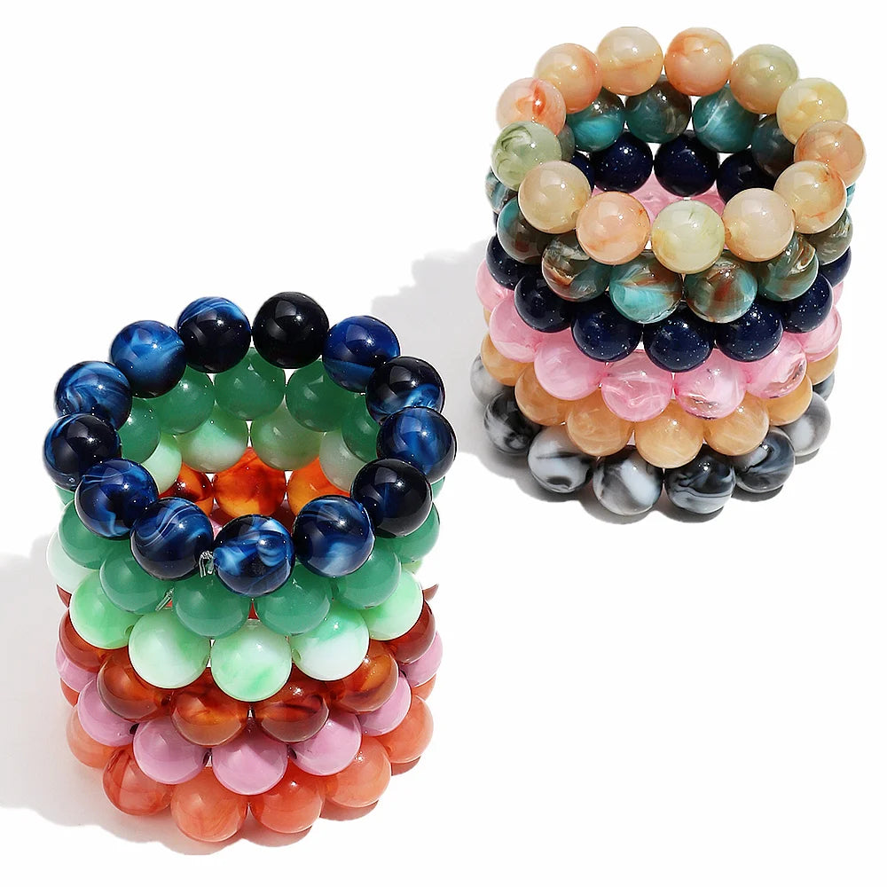 011 - Marbled Acrylic Beaded Strand Bracelet