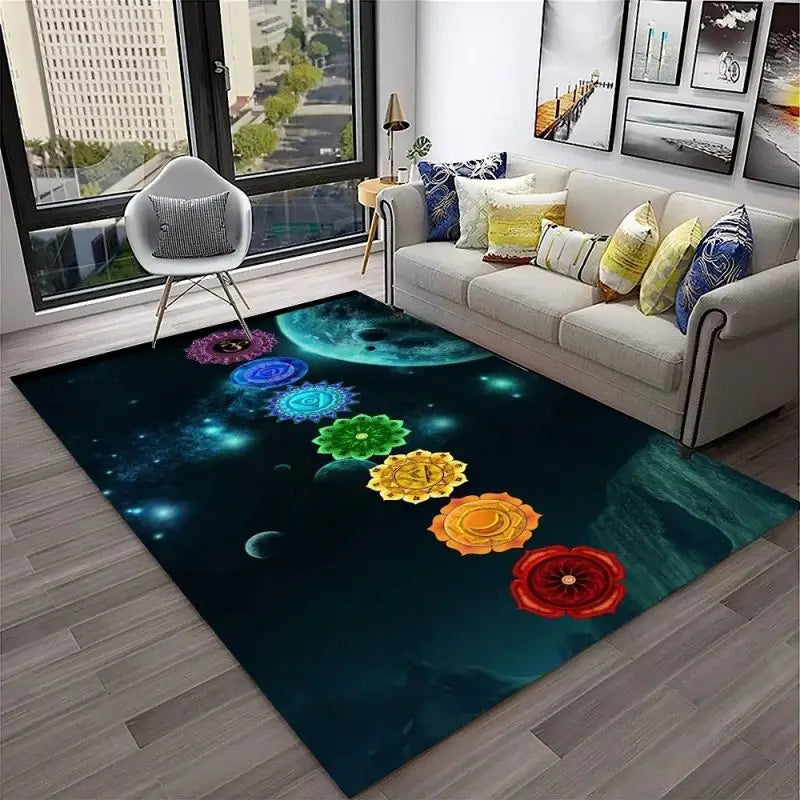 012 - 7 Chakras Yoga Meditation Non-Slip Area Mat