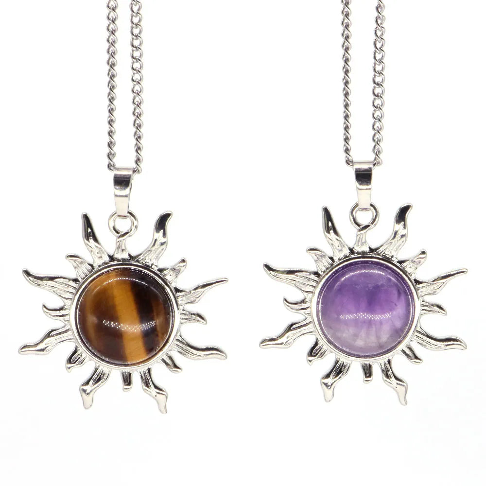 011 - Crystal Sun Stone Pendant Necklace