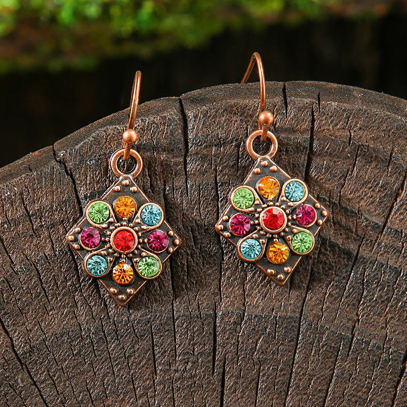 011 - Bohemian Bloom Water & Oil Drop Earrings