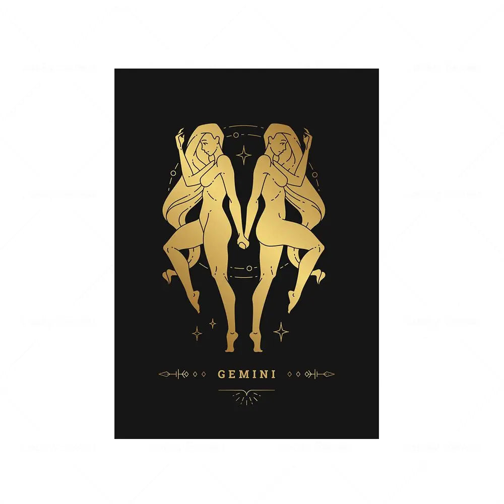 012 - Retro 12 Zodiac Canvas Print Wall Art