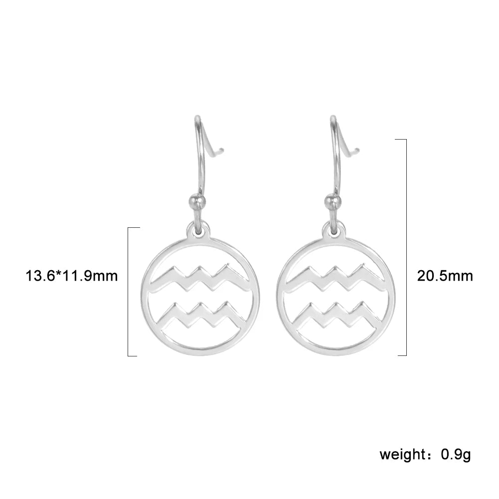 011 - Zodiac Sign Drop Pendant Earrings