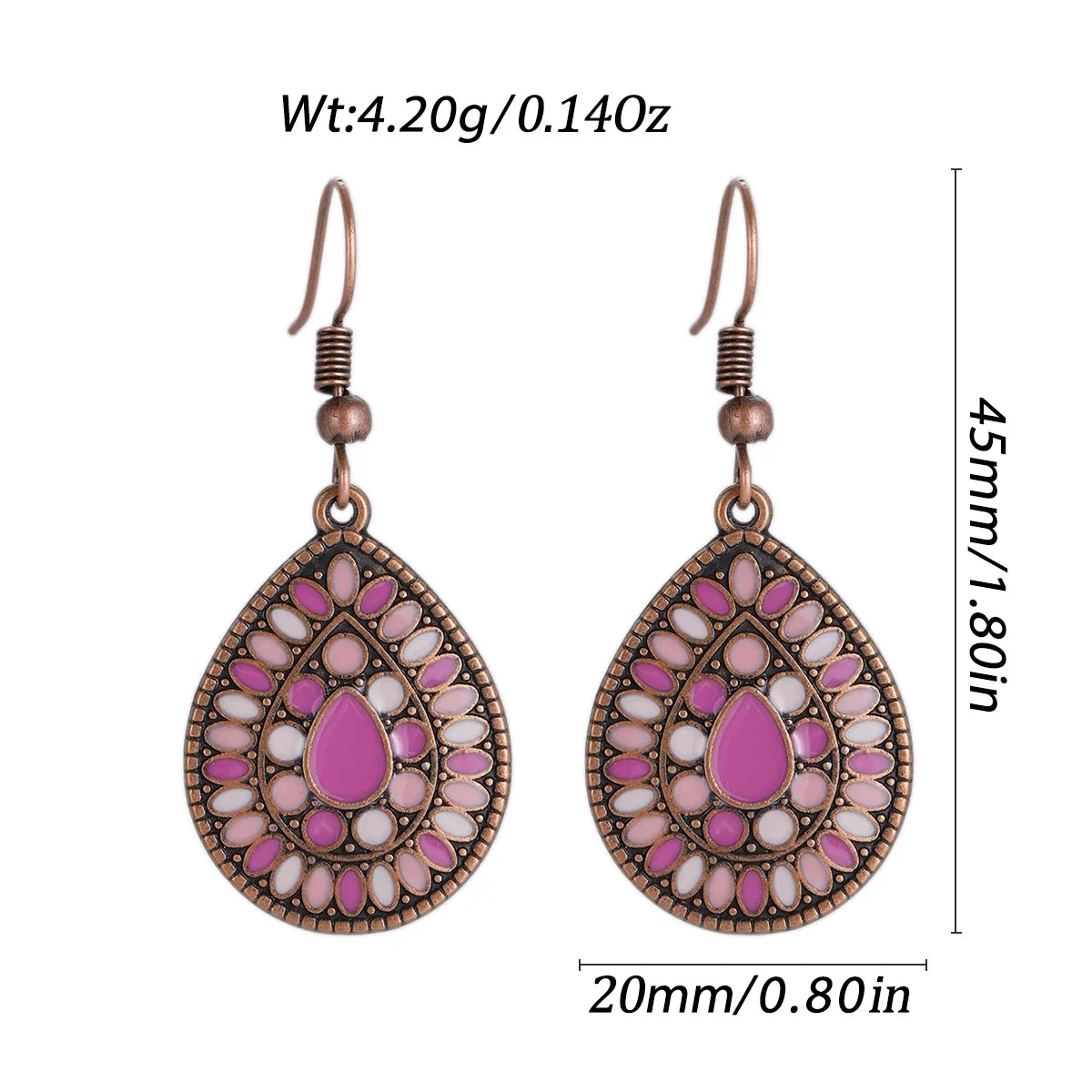 011 - Vintage Bohemian Flowers Water & Oil Drop Earrings