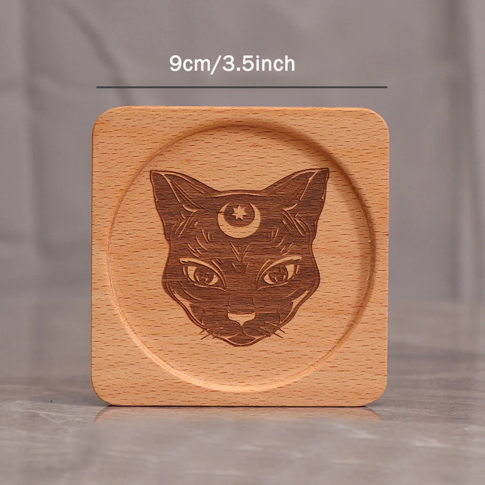 Wooden engraved goddess, Ancient Egyptian tealight candle holder for altar ritual | DIVINE TIMES by Shopp Java