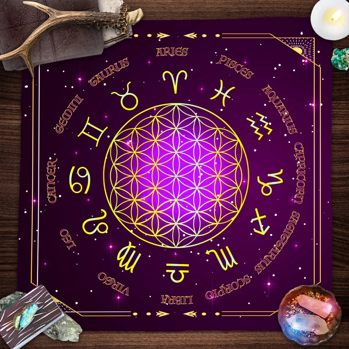 002 - Mandala & Flower of Life Divination Altar Cloth & Decor