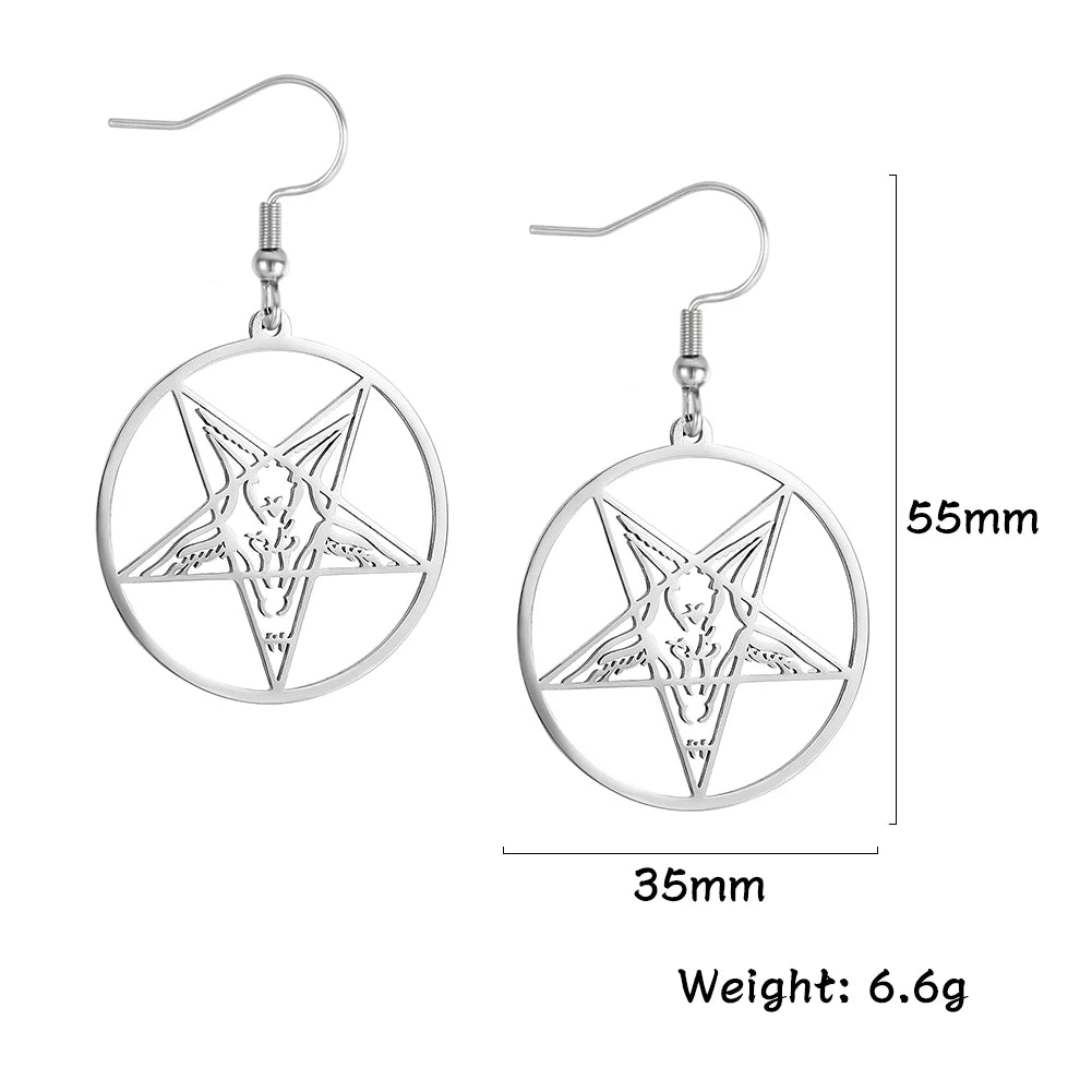 011 - Gothic Pentagram Hoop Style Earrings