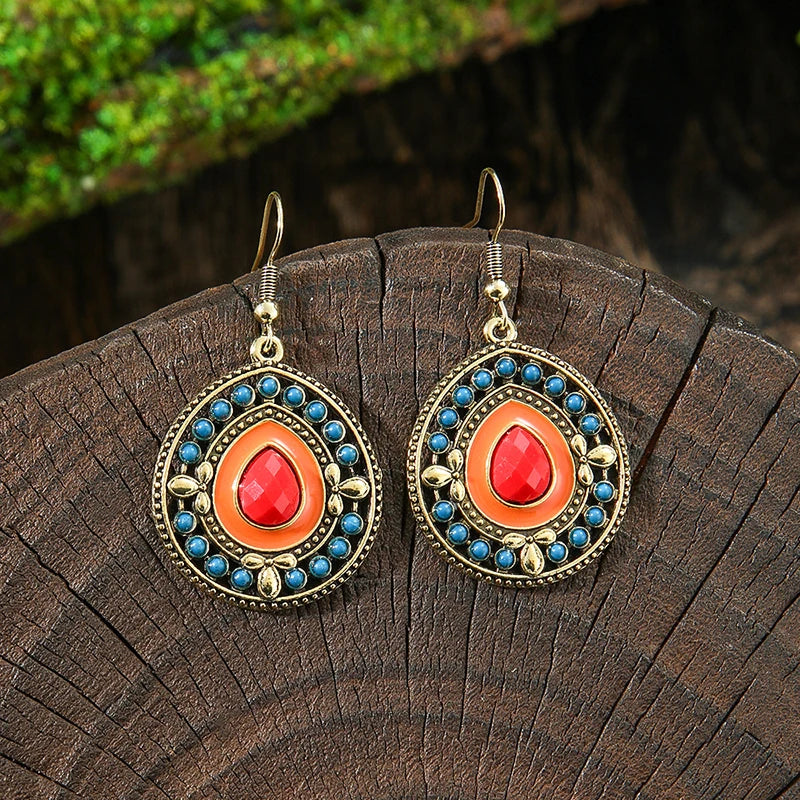 011 - Bohemian Bloom Water & Oil Drop Earrings