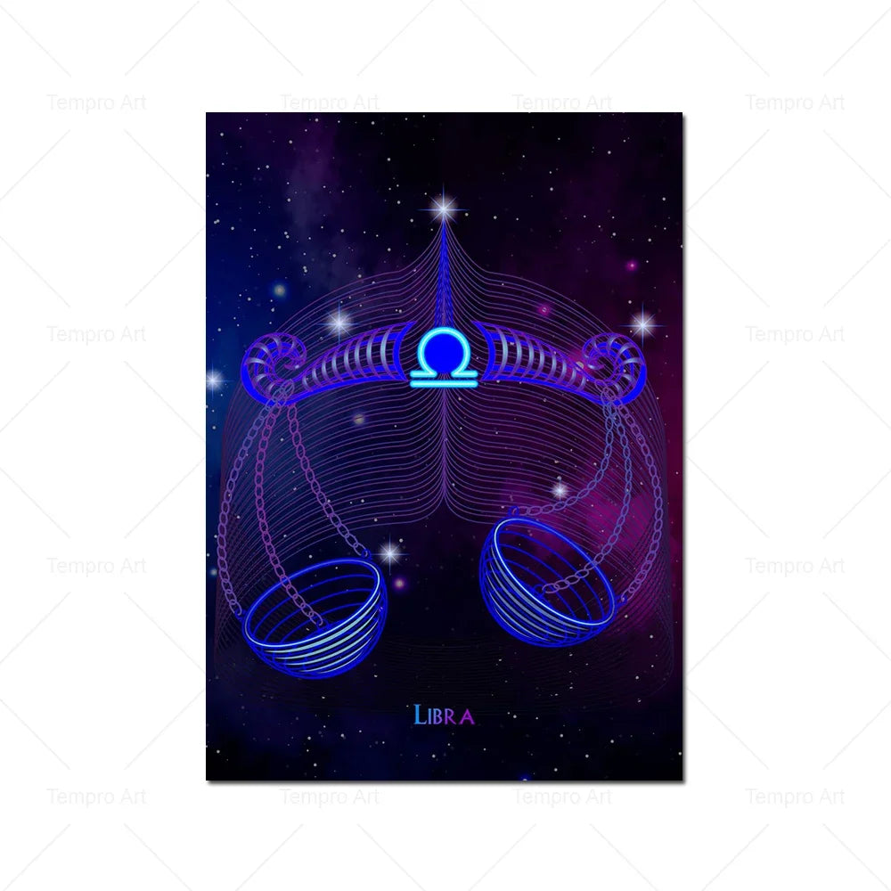 002 - Neon Zodiac Canvas Print Wall Art
