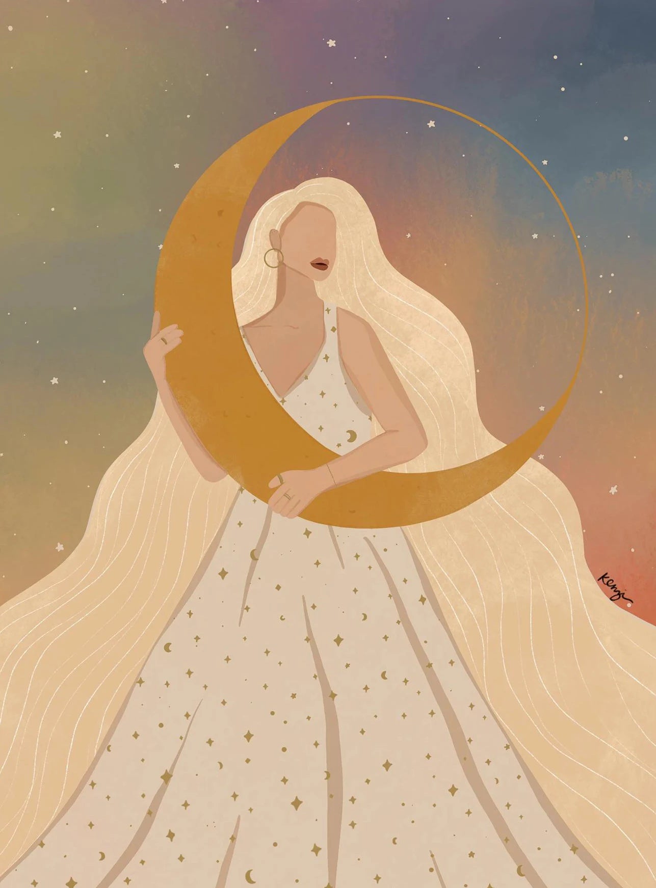009 - Mystic Moon Goddess Canvas Print Wall Art