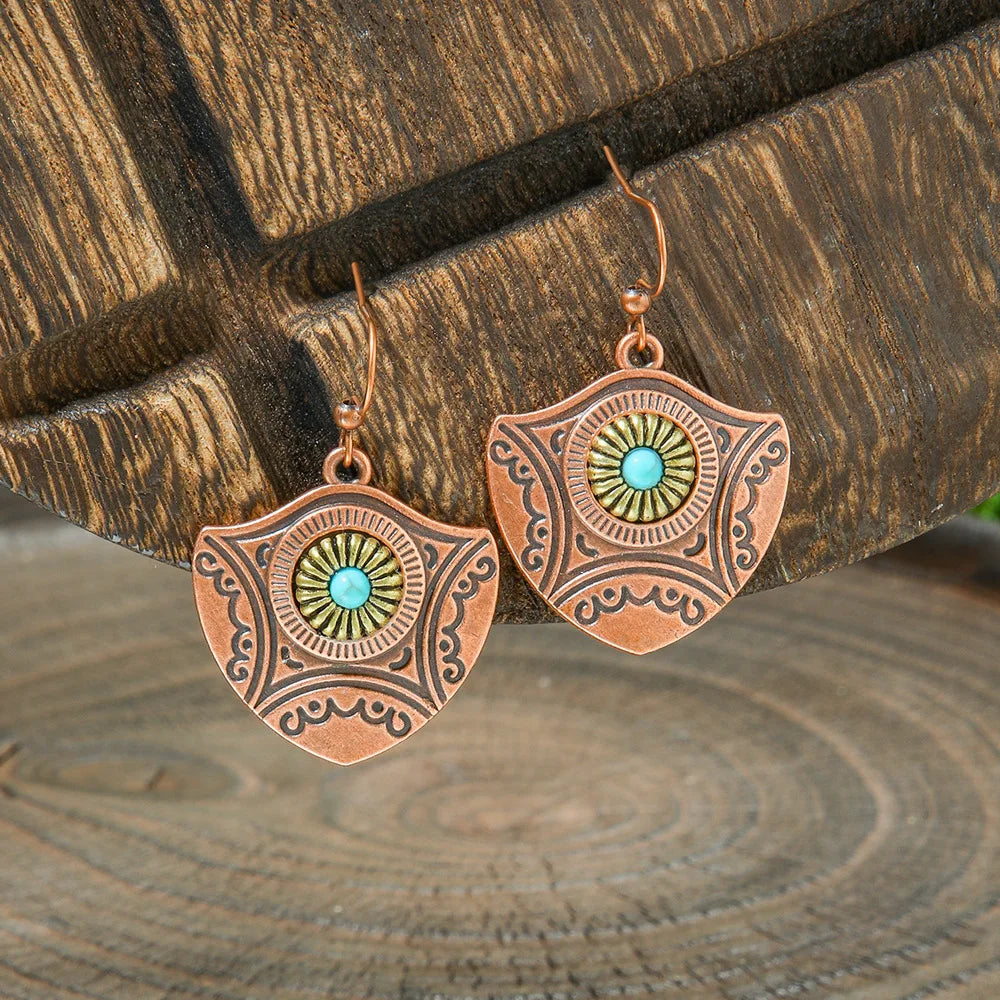 011 - Wooden Bohemian Drop Charm Earrings