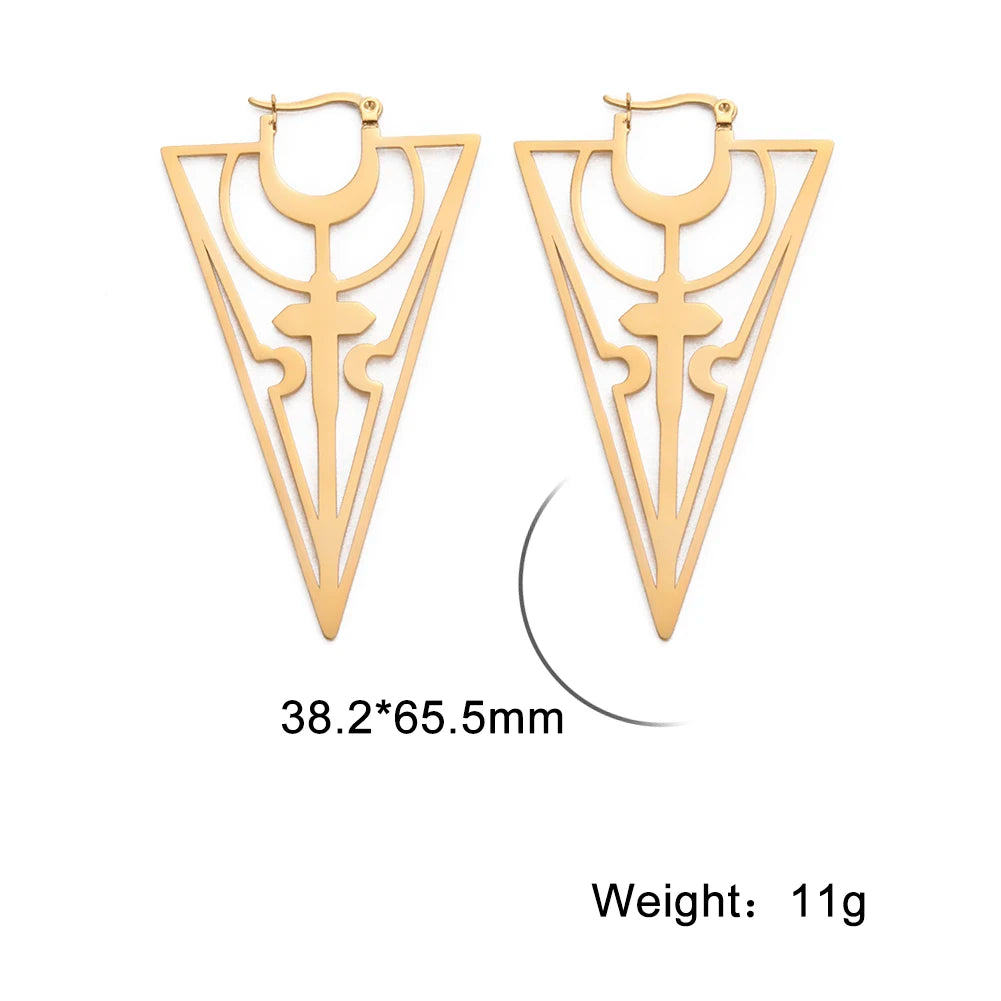 011 - Gothic Pentagram Hoop Style Earrings