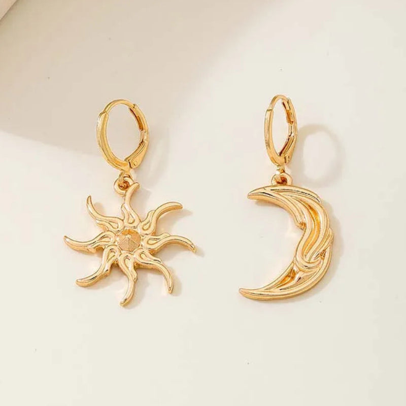 011 - Abstract Sun Moon and Star Drop Earrings