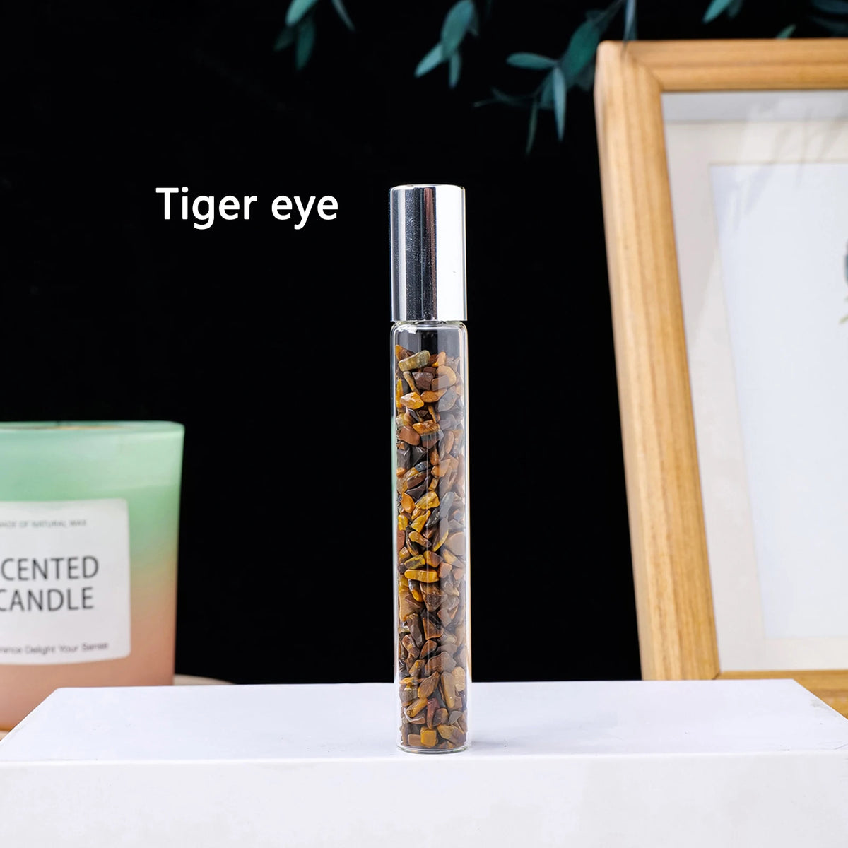 Natural crystal crushed stone perfume and essential oil bottle