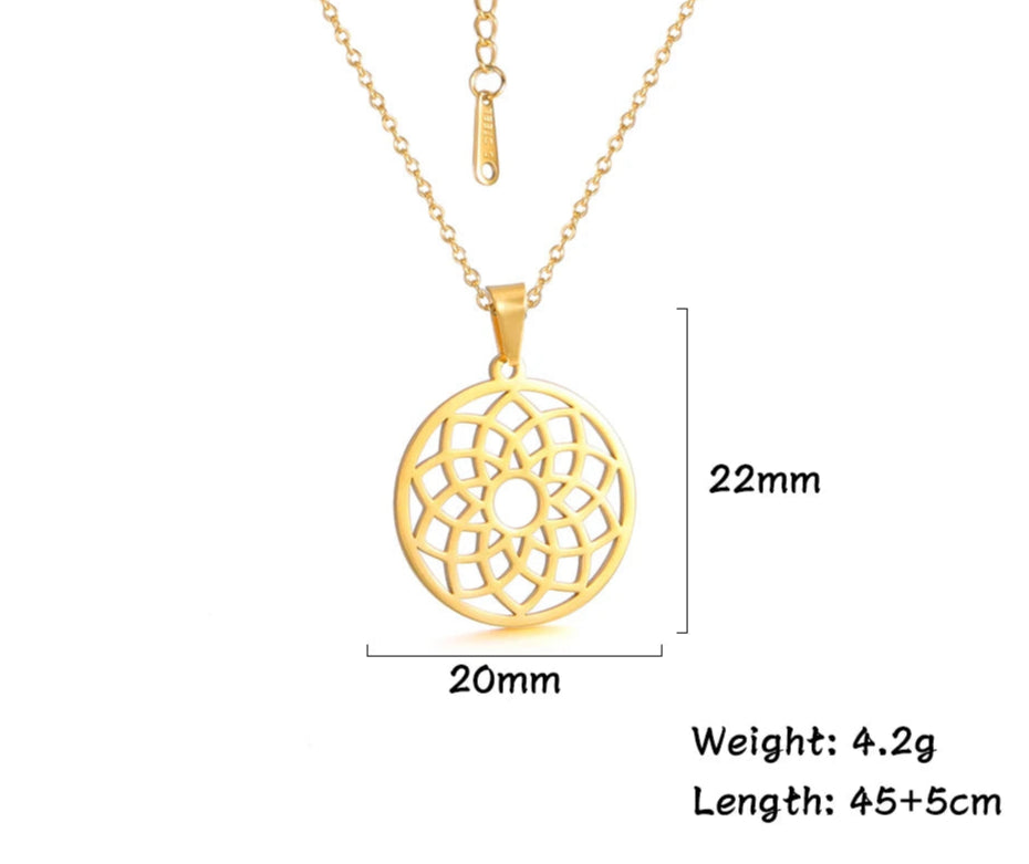 011 - Flower of Life Sacred Geometry Stainless Steel Pendant Necklace
