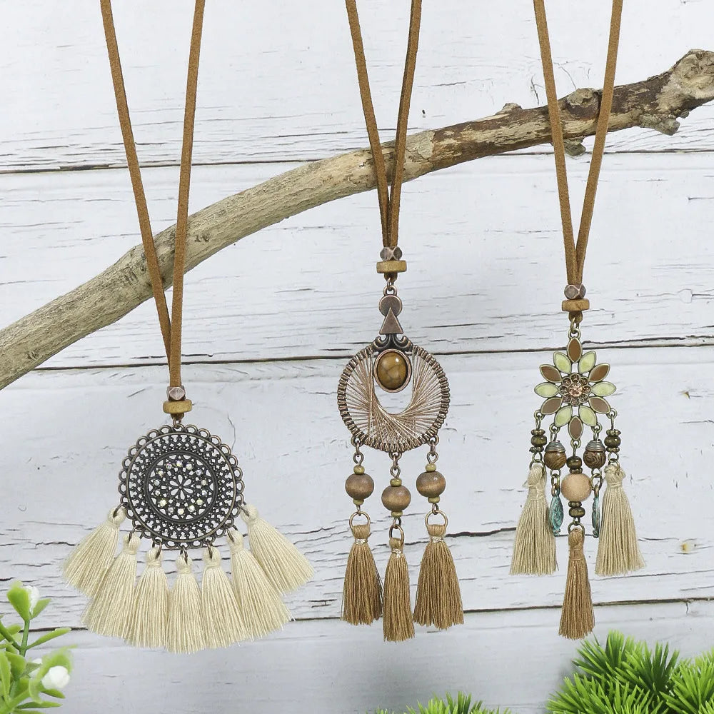 011 - 3pc Bohemian Vintage Tassel Necklace Set