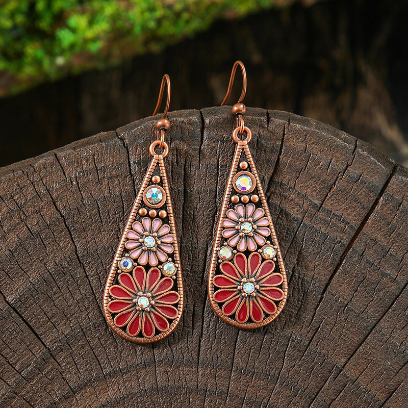011 - Bohemian Bloom Water & Oil Drop Earrings