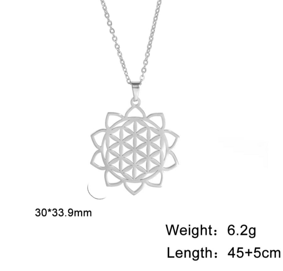 011 - Flower of Life Sacred Geometry Stainless Steel Pendant Necklace