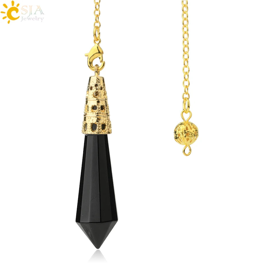 002 - Natural Rock Crystal Stone Pendulum
