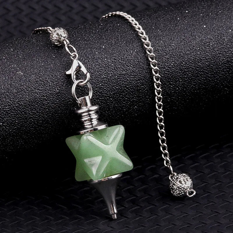 002 - Natural Stone Quartz Merkaba Star Pendulum